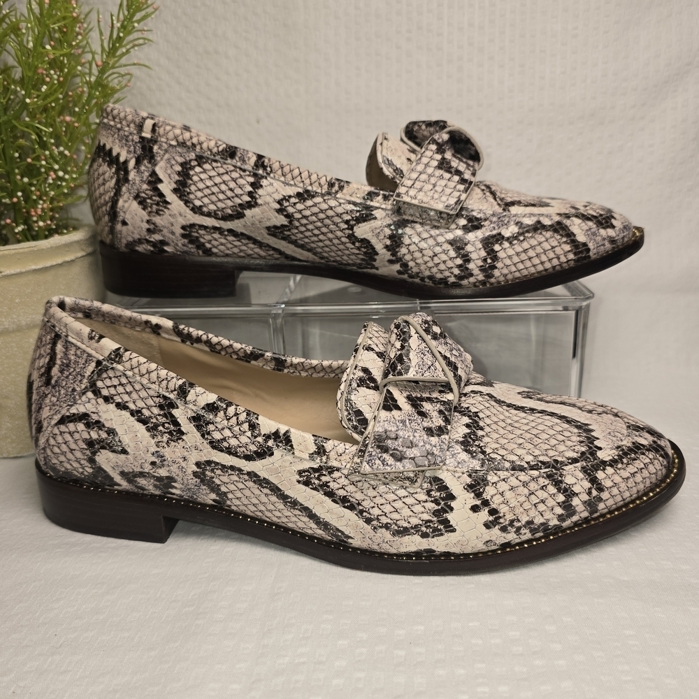 ANTONIO MELANI SNAKESKIN LOAFER DARLENE SLIP ON ANIMAL PRINT SIZE 8.5 EUC